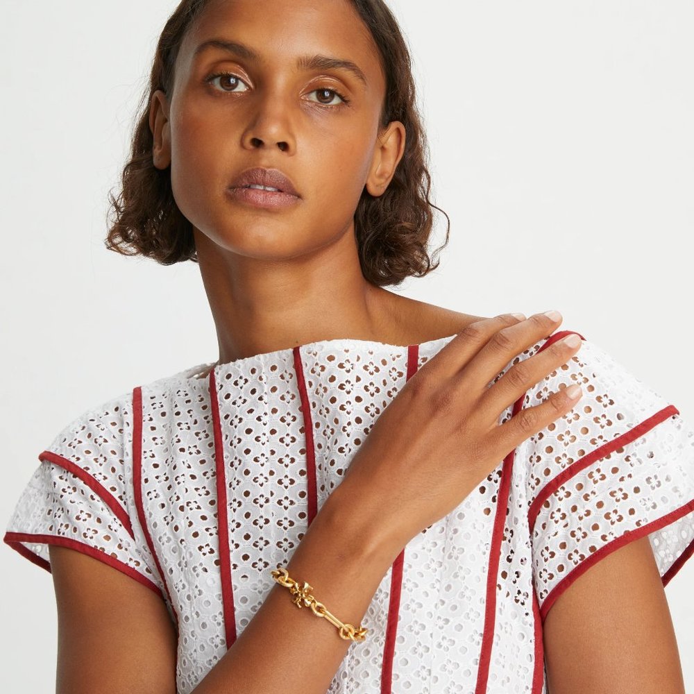 Tory Burch Roxanne Chain Bracelet in Tory Gold (Brand New) - Picture 7 of 7